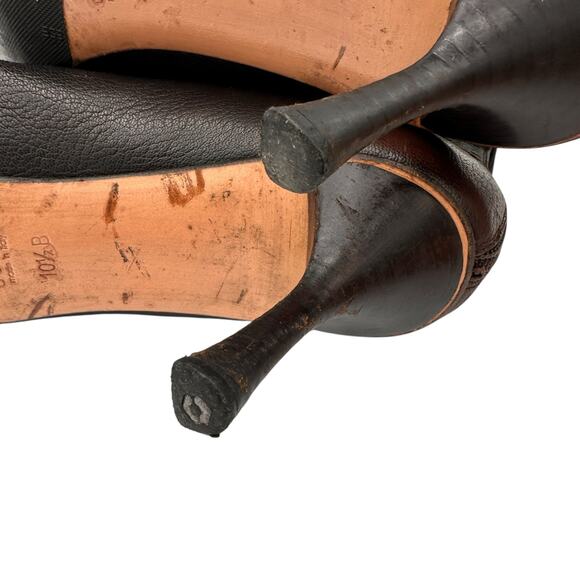 Gucci Vintage Brown Leather Pointed Toe Bootie Heels Size 10.5 - Picture 6 of 12